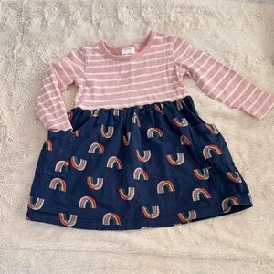 Hanna Andersson Striped Pink and Rainbow Patterned Kids Dress
